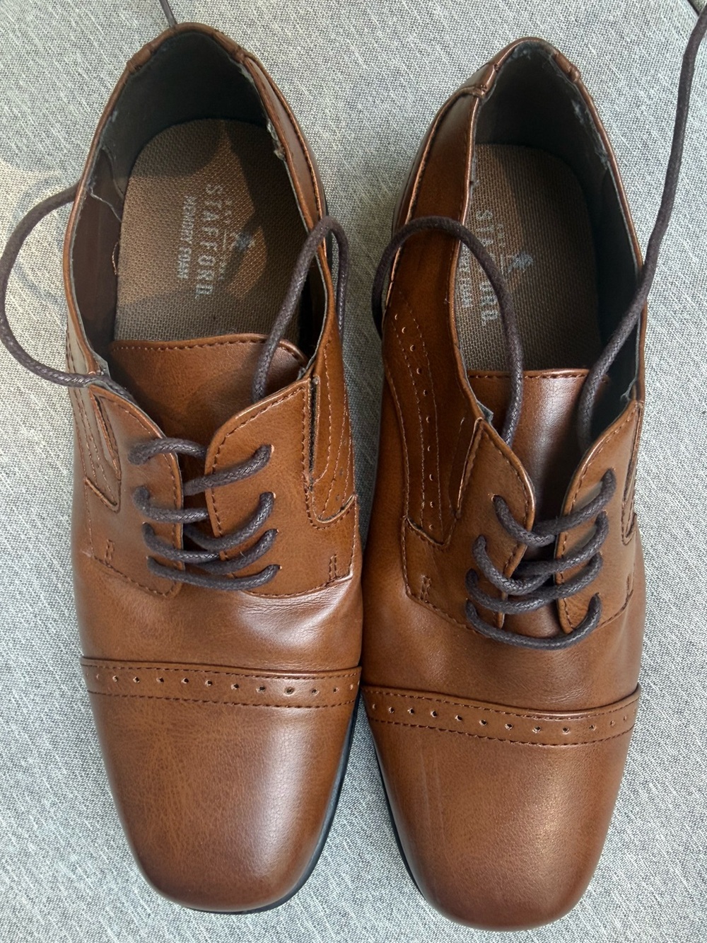 Boys Stafford “Dane Jr” brown Lace-Up Dress Shoes